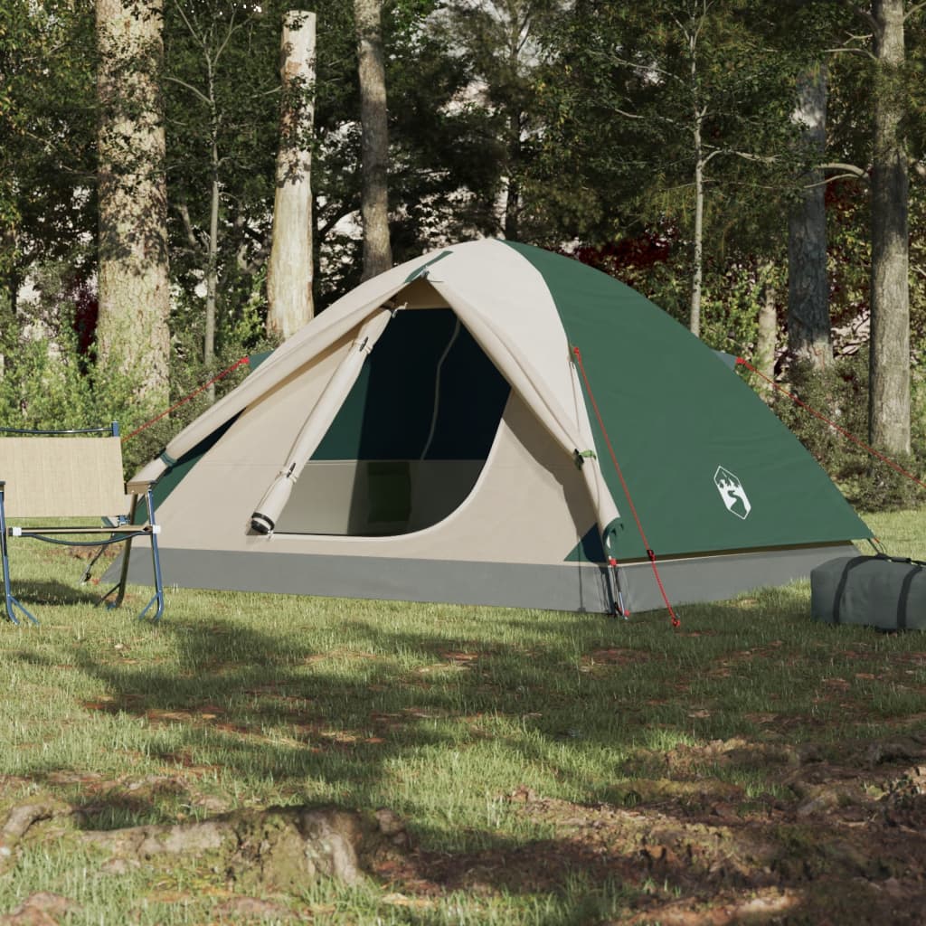 Tenda da Campeggio 3 Persone Verde 240x217x120 cm Taffetà 190T 94409