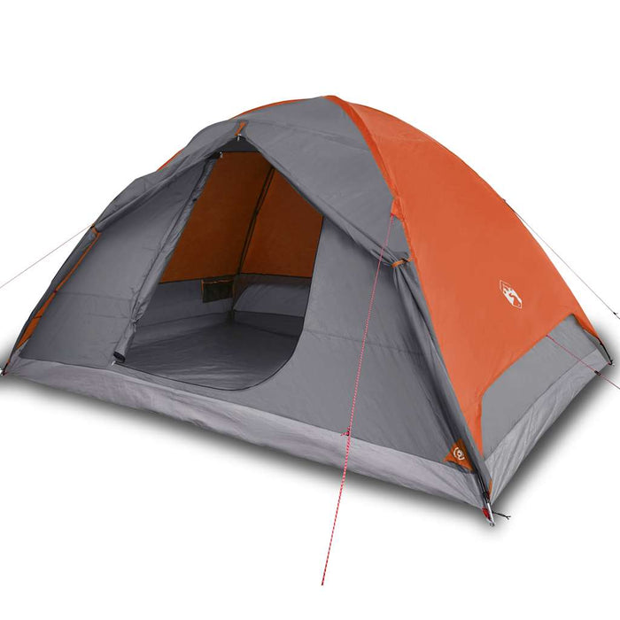 Tenda Campeggio 6Persone Grigia e Arancione 348x340x190 Taffetà 94414