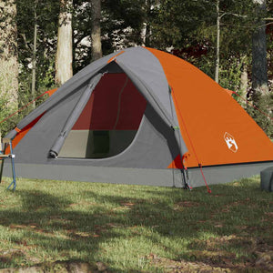 Tenda Campeggio 6Persone Grigia e Arancione 348x340x190 Taffetà 94414