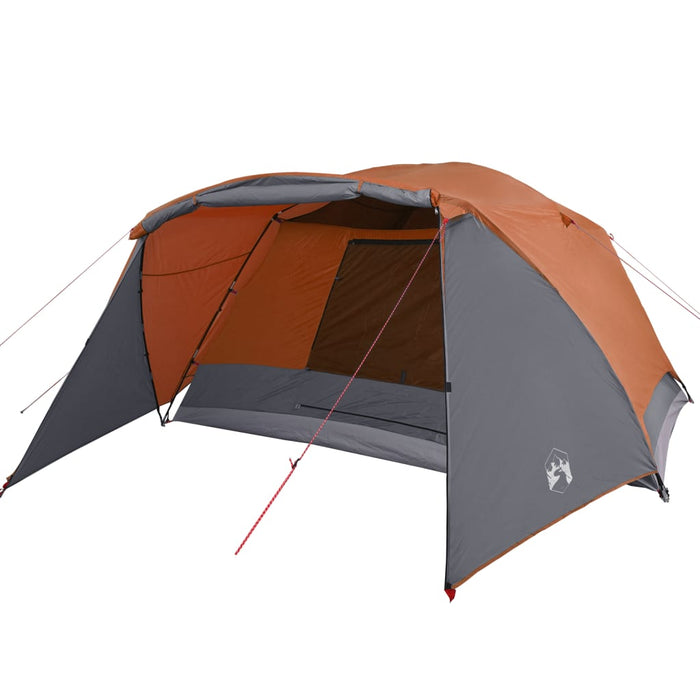 Tenda Campeggio 6Persone Grigia e Arancione 412x370x190 Taffetà 94420