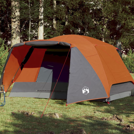 Tenda Campeggio 6Persone Grigia e Arancione 412x370x190 Taffetà 94420