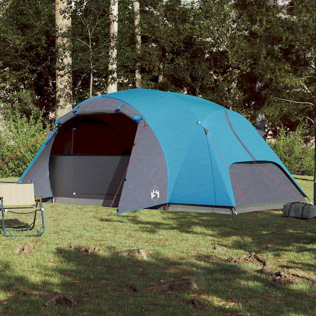 Tenda da Campeggio 8 Persone Blu 360x430x195 cm Taffetà 190T 94422