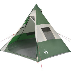 Tenda da Campeggio 7 Persone Verde 350x350x280 cm Taffetà 185T 94427