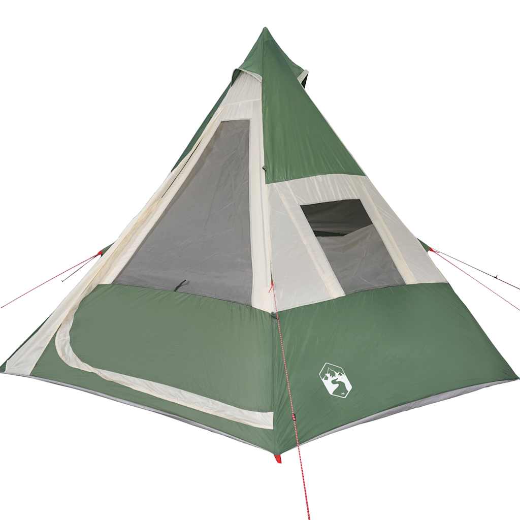 Tenda da Campeggio 7 Persone Verde 350x350x280 cm Taffetà 185T 94427