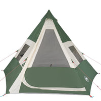 Tenda da Campeggio 7 Persone Verde 350x350x280 cm Taffetà 185T 94427