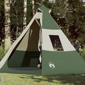 Tenda da Campeggio 7 Persone Verde 350x350x280 cm Taffetà 185T 94427