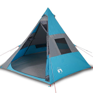 Tenda da Campeggio 7 Persone Blu 350x350x280 cm Taffetà 185T 94428