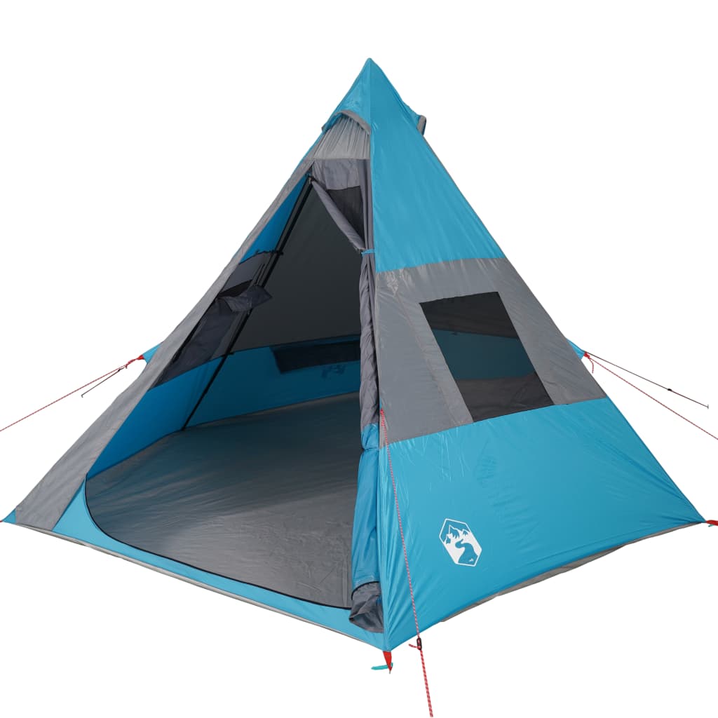 Tenda da Campeggio 7 Persone Blu 350x350x280 cm Taffetà 185T 94428