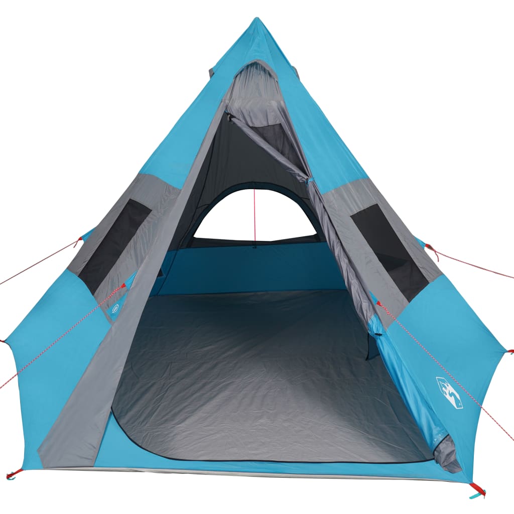 Tenda da Campeggio 7 Persone Blu 350x350x280 cm Taffetà 185T 94428