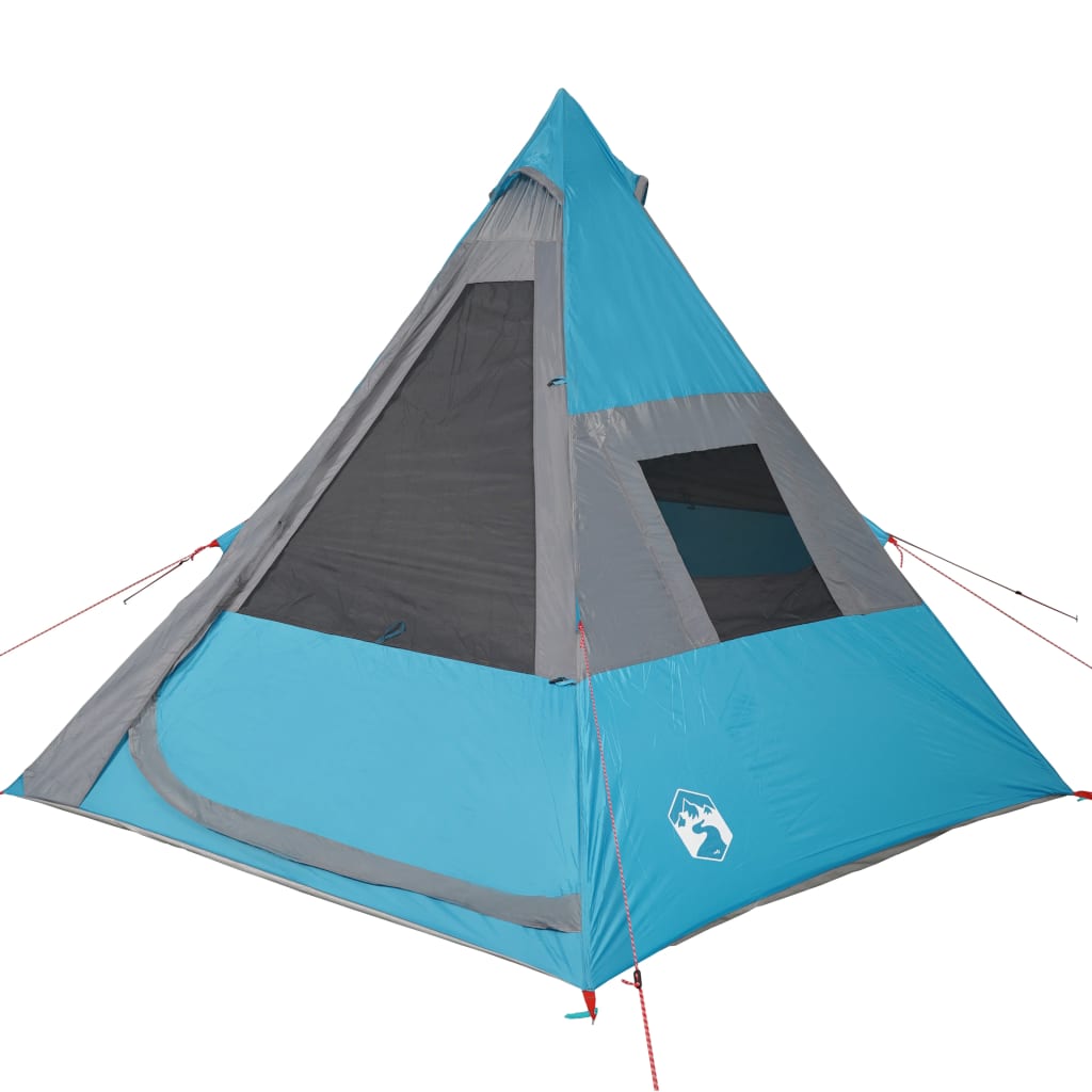 Tenda da Campeggio 7 Persone Blu 350x350x280 cm Taffetà 185T 94428