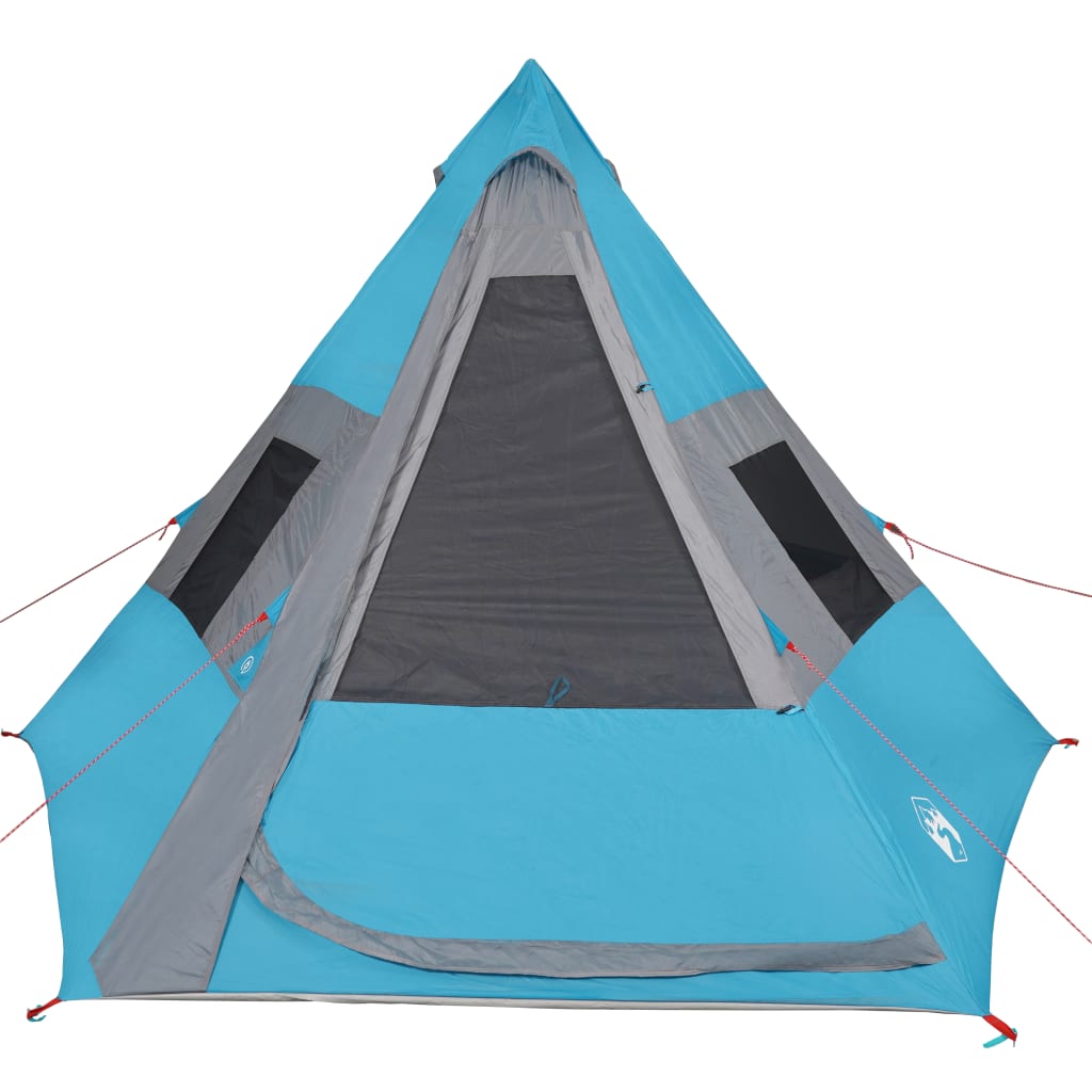 Tenda da Campeggio 7 Persone Blu 350x350x280 cm Taffetà 185T 94428