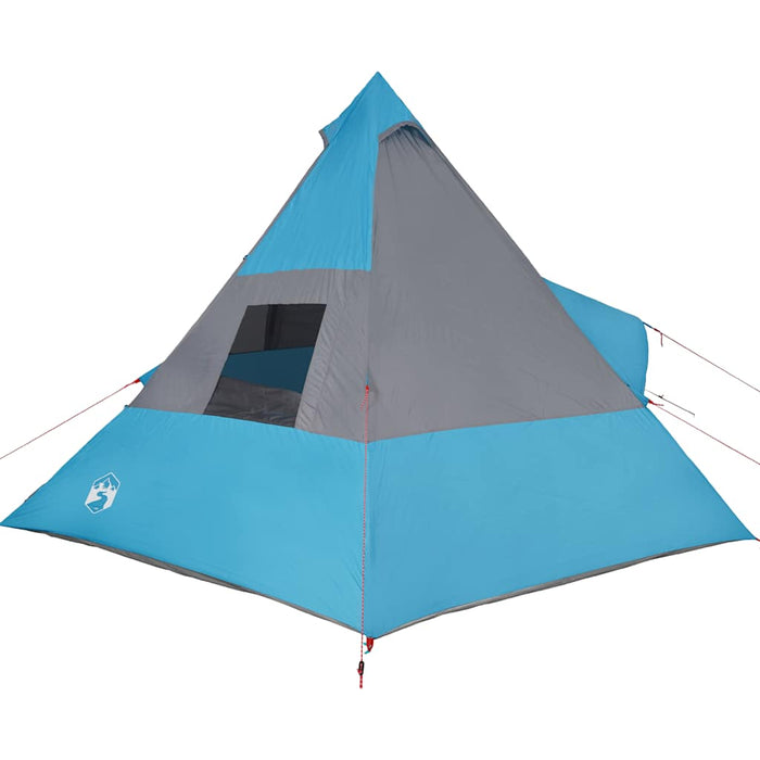 Tenda da Campeggio 7 Persone Blu 350x350x280 cm Taffetà 185T 94428