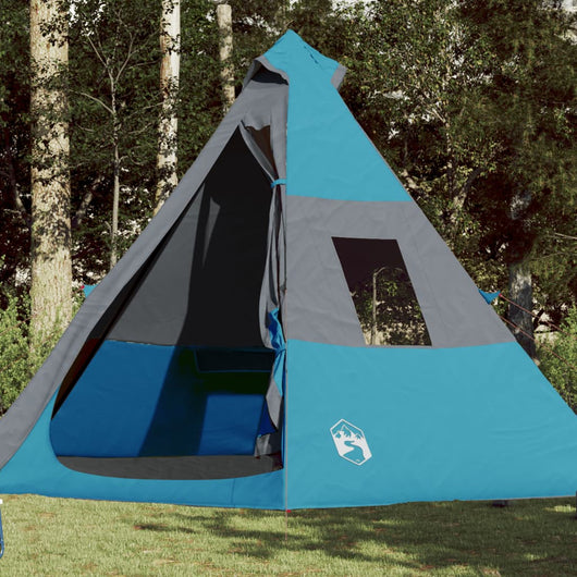 Tenda da Campeggio 7 Persone Blu 350x350x280 cm Taffetà 185T 94428