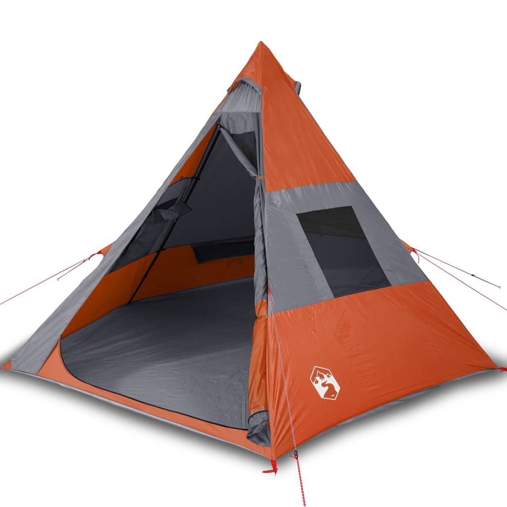 Tenda Campeggio 7Persone Grigia e Arancione 350x350x280 Taffetà 94429