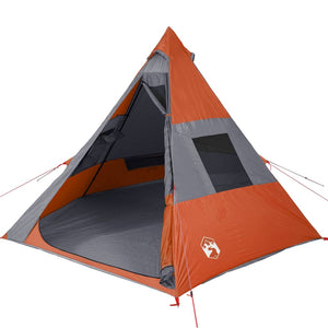 Tenda Campeggio 7Persone Grigia e Arancione 350x350x280 Taffetà 94429