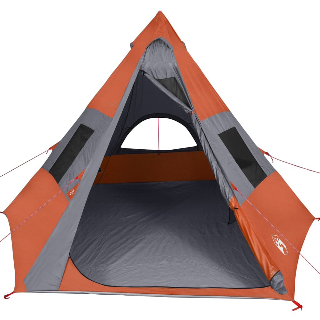 Tenda Campeggio 7Persone Grigia e Arancione 350x350x280 Taffetà 94429