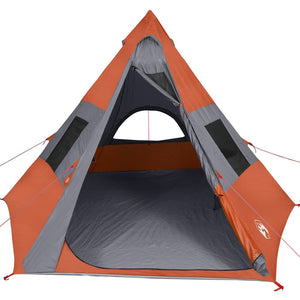 Tenda Campeggio 7Persone Grigia e Arancione 350x350x280 Taffetà 94429