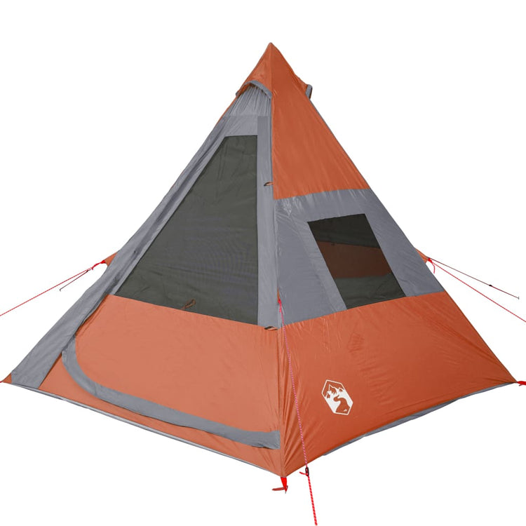 Tenda Campeggio 7Persone Grigia e Arancione 350x350x280 Taffetà 94429