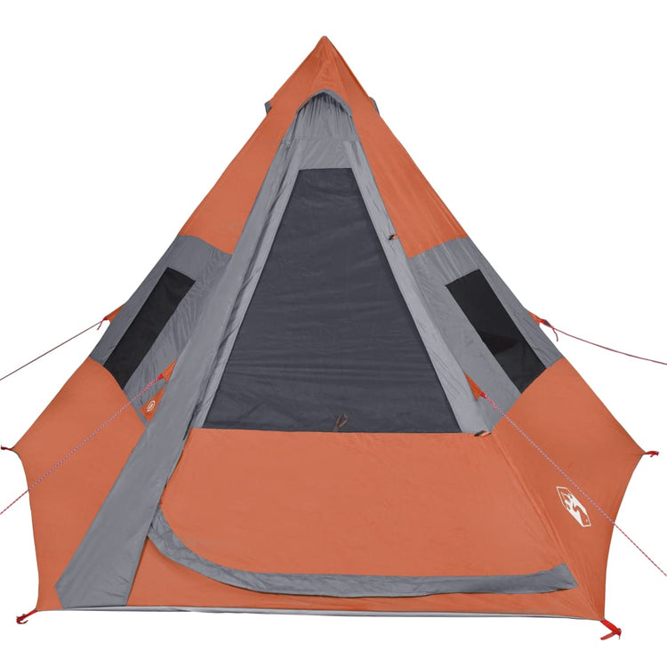 Tenda Campeggio 7Persone Grigia e Arancione 350x350x280 Taffetà 94429