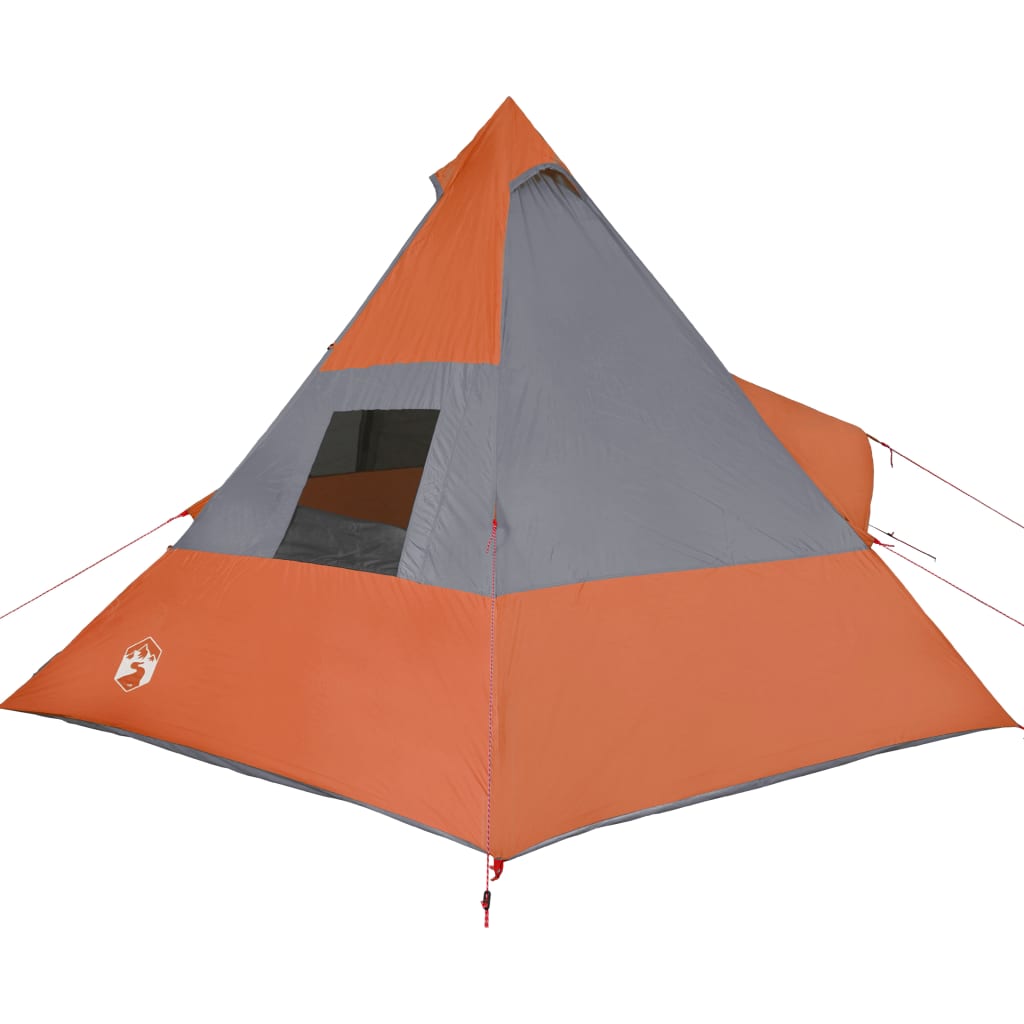 Tenda Campeggio 7Persone Grigia e Arancione 350x350x280 Taffetà 94429