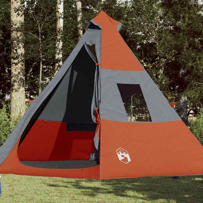 Tenda Campeggio 7Persone Grigia e Arancione 350x350x280 Taffetà 94429