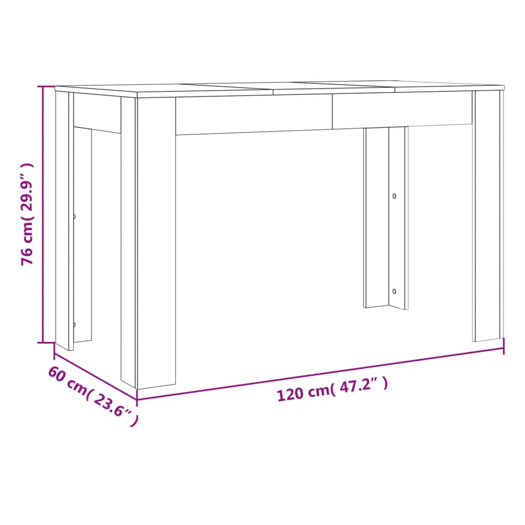 Tavolo da Pranzo Rovere Fumo 120x60x76 cm Legno Multistrato 838189