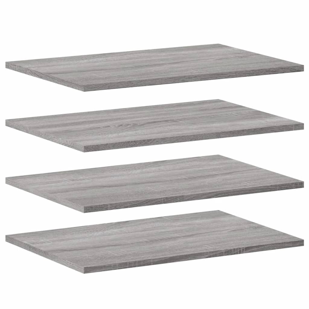 Mensole Parete 4pz Grigio Sonoma 60x40x1,5 cm Legno Multistrato 838245