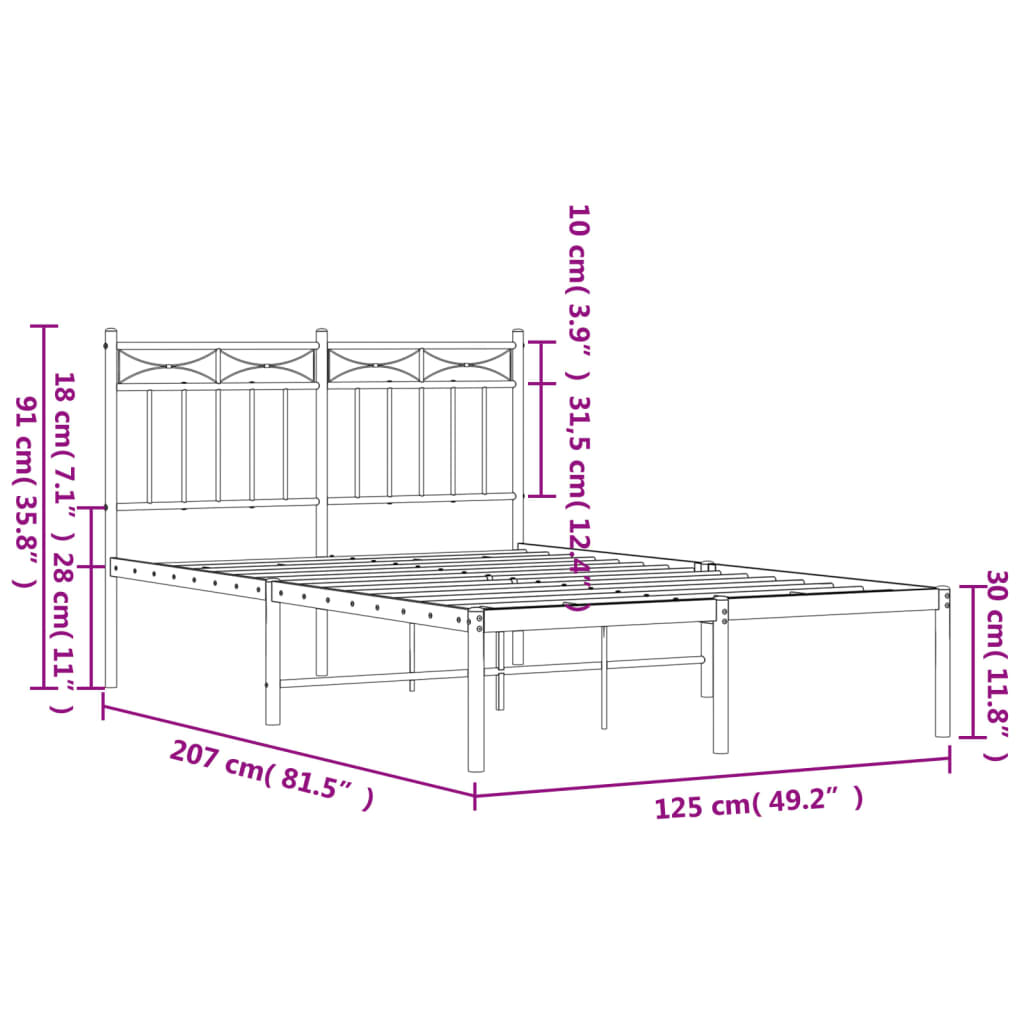 Giroletto con Testiera in Metallo Bianco 120x200 cm 373738