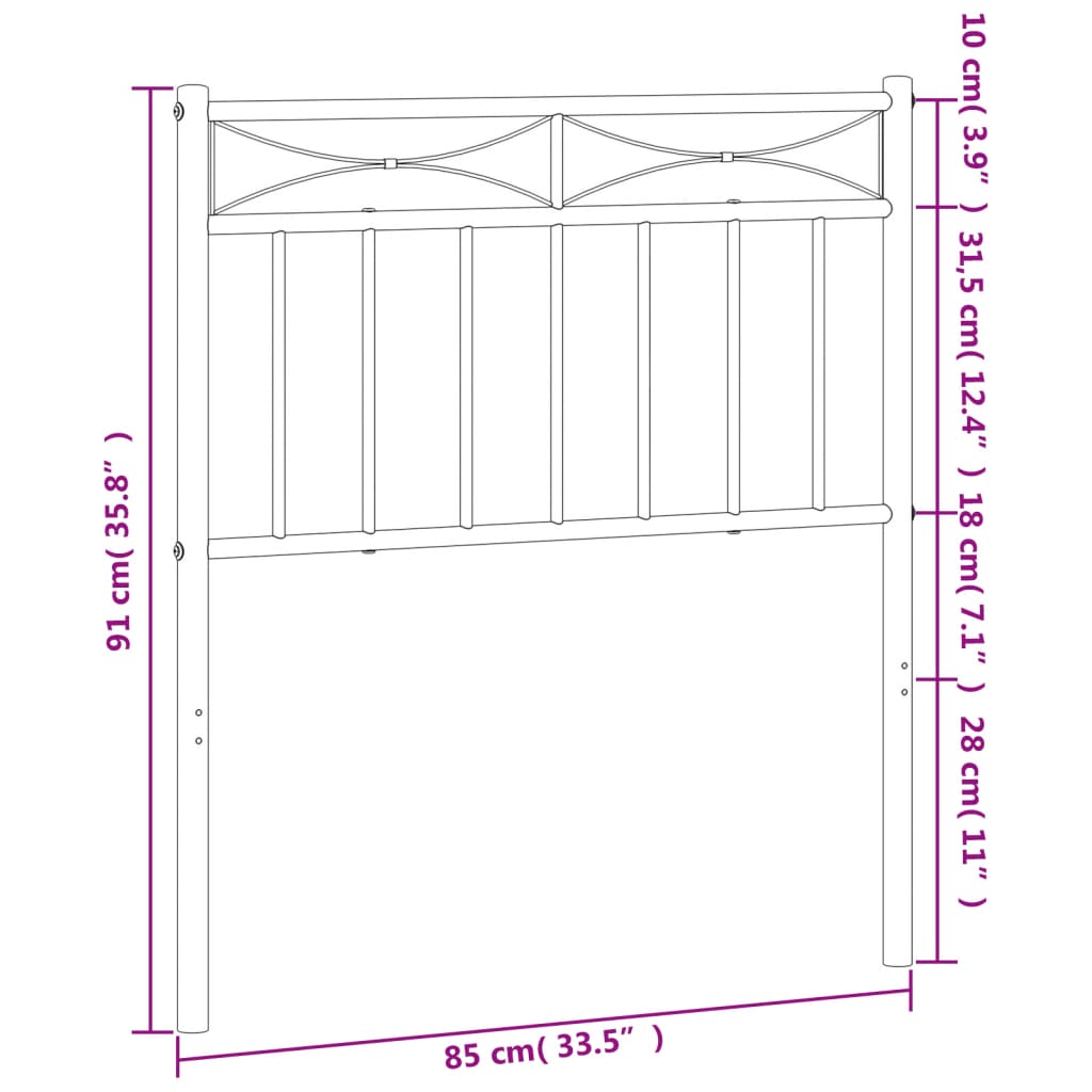 Testiera in Metallo Bianco 80 cm 373767