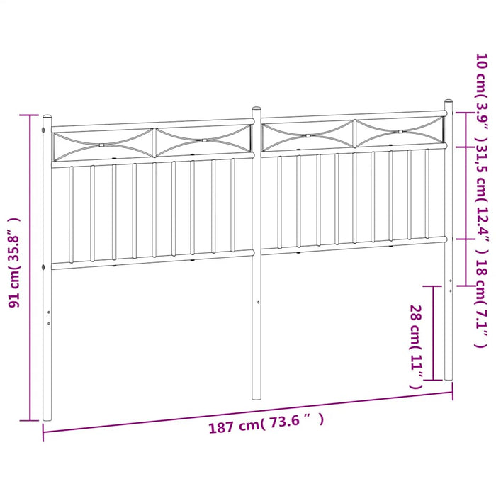 Testiera in Metallo Bianco 180 cm 373776