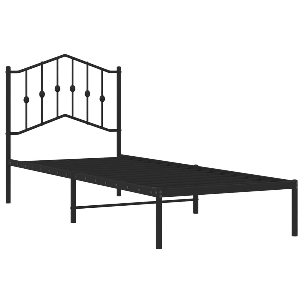 Giroletto con Testiera in Metallo Nero 90x190 cm 373781