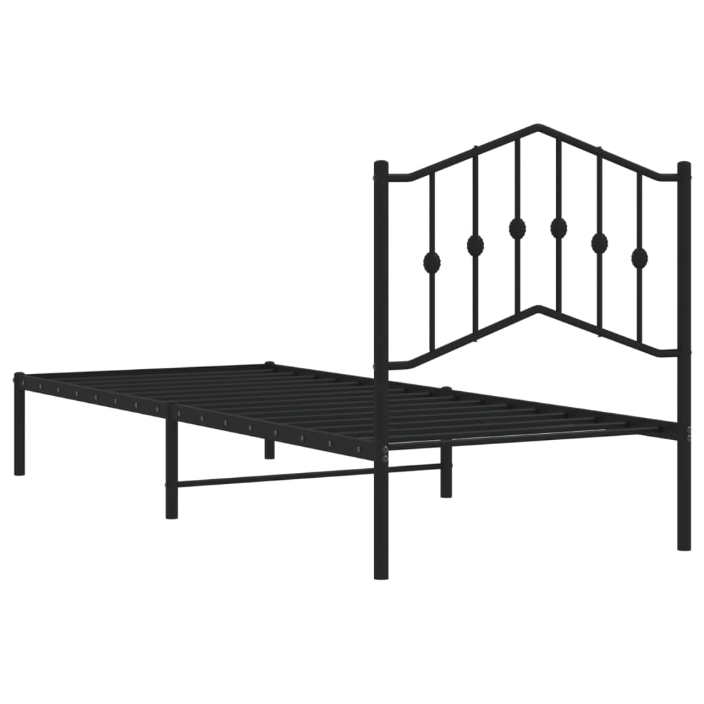 Giroletto con Testiera in Metallo Nero 90x190 cm 373781