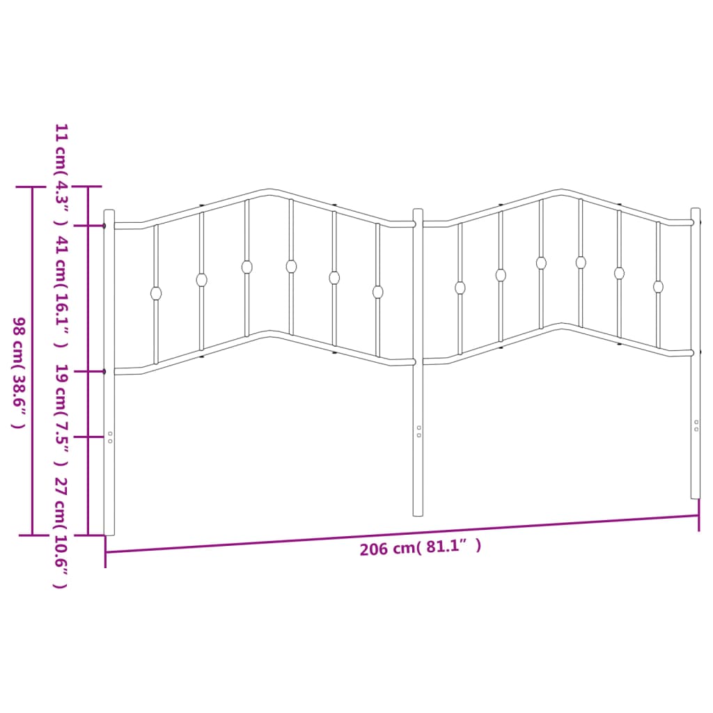 Testiera in Metallo Bianco 200 cm 373876