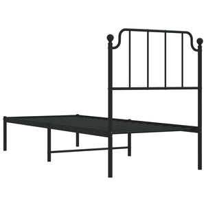 Giroletto con Testiera in Metallo Nero 80x200 cm 373878