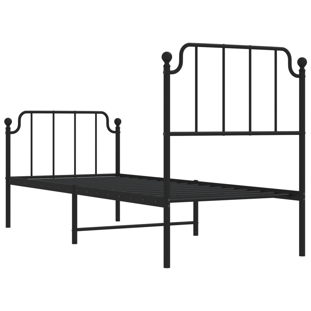 Giroletto con Testiera e Pediera Metallo Nero 75x190 cm 373895