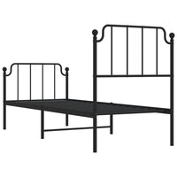 Giroletto con Testiera e Pediera Metallo Nero 75x190 cm 373895