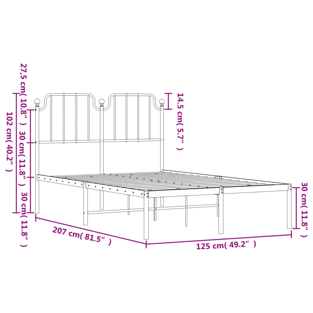 Giroletto con Testiera in Metallo Bianco 120x200 cm 373934