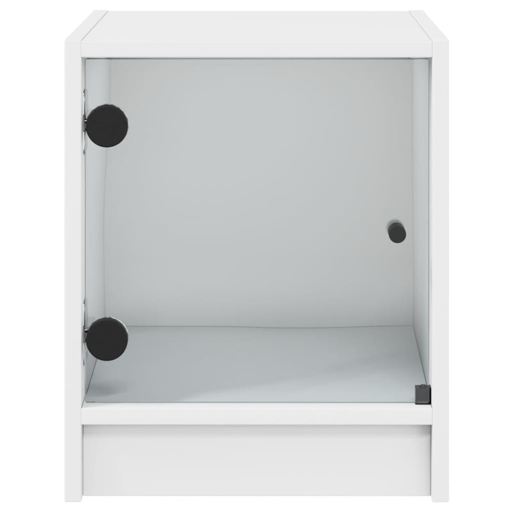 Comodini con Ante in Vetro 2pz Bianco 35x37x42 cm 836344