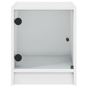 Comodini con Ante in Vetro 2pz Bianco 35x37x42 cm 836344