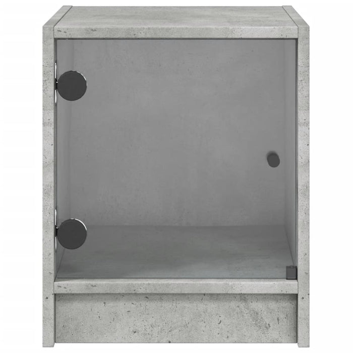 Comodino con Anta in Vetro Grigio Cemento 35x37x42 cm 836349