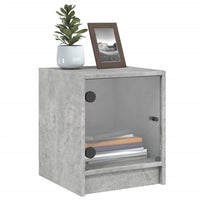 Comodini con Ante in Vetro 2pz Grigio Cemento 35x37x42 cm 836350