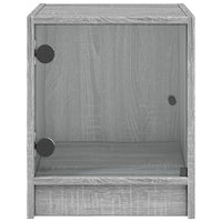 Comodini con Ante in Vetro 2pz Grigio Sonoma 35x37x42 cm 836354