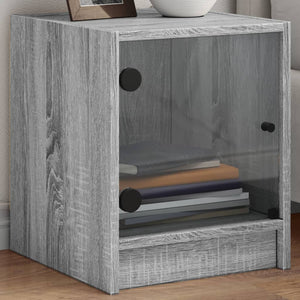 Comodini con Ante in Vetro 2pz Grigio Sonoma 35x37x42 cm 836354