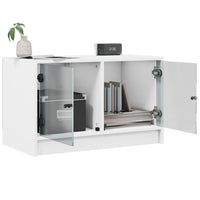 Mobile Porta TV con Ante in Vetro Bianco 68x37x42 cm 836357