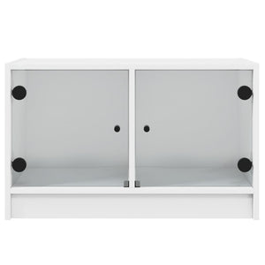 Mobile Porta TV con Ante in Vetro Bianco 68x37x42 cm 836357