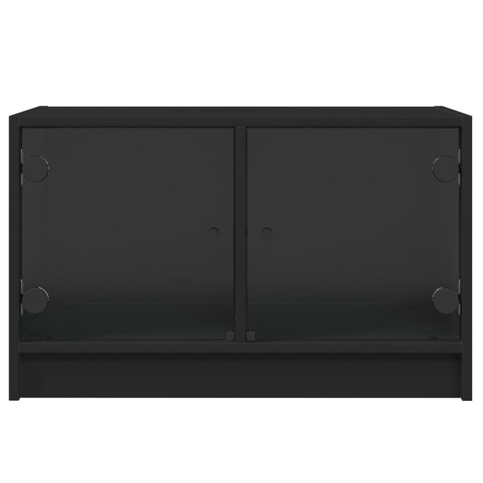 Mobile Porta TV con Ante in Vetro Nero 68x37x42 cm 836358