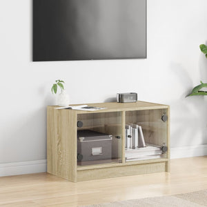 Mobile Porta TV con Ante in Vetro Rovere Sonoma 68x37x42 cm 836359