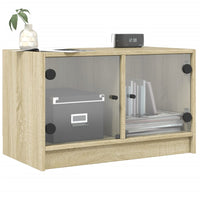 Mobile Porta TV con Ante in Vetro Rovere Sonoma 68x37x42 cm 836359