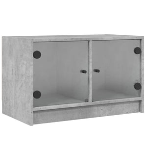 Mobile Porta TV con Ante in Vetro Grigio Cemento 68x37x42 cm 836360