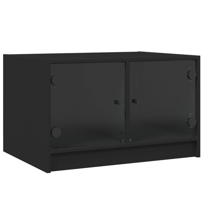 Tavolino da Salotto con Ante in Vetro Nero 68x50x42 cm 836365